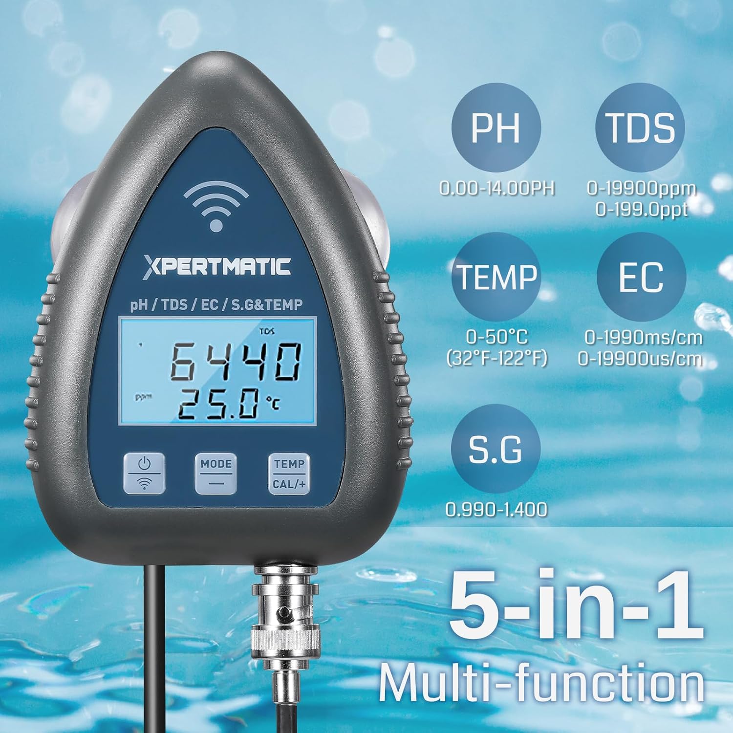 Digital Multifunction 5 in 1 PH/TDS/EC/ORP/Temp Meter